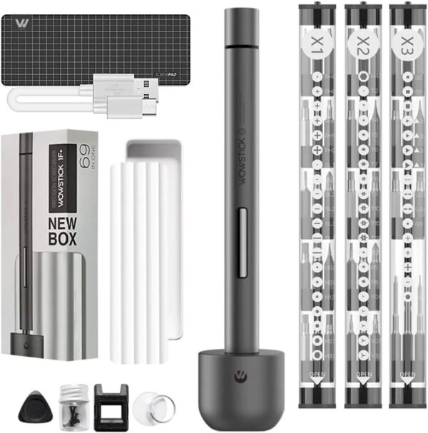 Wowstick 1F+ 64 In 1 Mini Electric Screwdriver, Dual Mode Cordless Lithium-ion Charge LED Power Screwdriver (64 in 1)